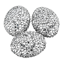 Perles d'argile Pave strass, Clay Pave, ovale, avec strass, 18x24x12mm, Trou:Environ 0.5mm, 10PC/sac, Vendu par sac