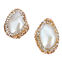 Péarla Fionnuisce Nádúrtha Coirníní Loose, Pearl Fionnuisce, le réiteodh cré rhinestone, measctha, 18-21x19-21x20-21mm, Poll:Thart 0.5mm, 10ríomhairí pearsanta/Mála, Díolta De réir Mála