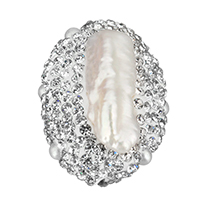 Péarla Fionnuisce Nádúrtha Coirníní Loose, Pearl Fionnuisce, le réiteodh cré rhinestone, measctha, 22-23x27-29x12-13mm, Poll:Thart 1mm, 10ríomhairí pearsanta/Mála, Díolta De réir Mála