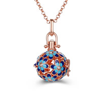 Bola boule pendentif, laiton, Rond, Placage, émail & avec strass & creux, plus de couleurs à choisir, sans plomb et cadmium, 20mm-30mm, Trou:Environ 2-4mm, Vendu par PC