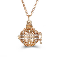 Bola boule pendentif, laiton, Rond, Placage, avec strass & creux, plus de couleurs à choisir, sans plomb et cadmium, 20mm-30mm, Trou:Environ 2-4mm, Vendu par PC