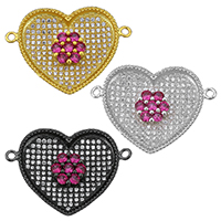 Cubic Zirconia Micro Pave Brass Connector Heart plated micro pave cubic zirconia & 1/1 loop nickel lead & cadmium free Approx 1.5mm Sold By Lot