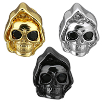 Cubic Zirconia Brass Pärlor, Mässing, Skull, plated, med cubic zirconia & ihålig, fler färger för val, nickel, bly och kadmium gratis, 10x13x9mm, Hål:Ca 2mm, 10PC/Lot, Säljs av Lot