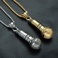 Bijoux pendentifs en acier inoxydable , microphone, Placage, unisexe & émail & noircir, plus de couleurs à choisir, 20x58mm, Trou:Environ 3-5mm, Vendu par PC