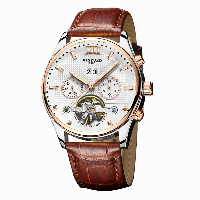 KINYUED® Men Jewelry Watch Cowhide with paper box & Glass & Stainless Steel plated 30M waterproof & stem-winder & adjustable & for man 22mm Length Approx 10.2 Inch Sold By PC