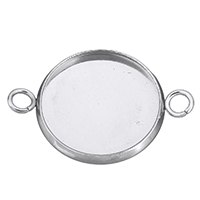 ROSTFRITT STÅL Kontaktdon Cabochon Setting, Flat Round, 1/1 slinga, ursprungliga färgen, 23x18x2mm, Hål:Ca 2.5mm, Innerdiameter:Ca 16mm, Säljs av PC