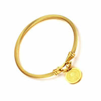 Rustfrit stål Bangle, Stainless Steel, guldfarve belagt, for kvinde, 3.5mm, 15mm, Indvendig diameter:Ca. 58mm, Solgt af PC