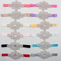 Satinbånd Svedbånd, med Krystal & Glas Seed Beads, elastisk & for børn & med rhinestone, flere farver til valg, 100x65mm, Solgt Per Ca. 14 inch Strand