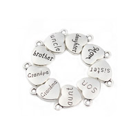 En alliage de zinc message Pendentifs, coeur, Placage, avec le motif de lettre, plus de couleurs à choisir, sans plomb et cadmium, 15mm, Trou:Environ 1-1.5mm, 20PC/sac, Vendu par sac