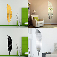 Wall Stickers, polystyren, Feather, spejleffekt & lim & forskellig størrelse for valg, flere farver til valg, Solgt af PC