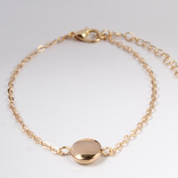 Pulsera de Aleación de Zinc, con cadena de latón, con 5cm extender cadena, Redondo aplanado, chapado en color dorado, cadena oval & para mujer, libre de níquel, plomo & cadmio, 190mm, Vendido para aproximado 7.5 Inch Sarta