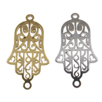 Kontakt i rostfritt stål, ROSTFRITT STÅL, Hamsa, plated, 1/1 slinga, fler färger för val, 14.50x27x1mm, Hål:Ca 1.5mm, 50PC/Lot, Säljs av Lot