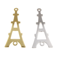 Connettore in acciaio inox, Torre Eiffel, placcato, 1/1 anello del connettore, nessuno, 14.50x31.50x1mm, Foro:Appross. 2mm, 100PC/borsa, Venduto da borsa