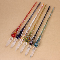 Lampwork Glazen Dip Pen, handgemaakt, goud zand, meer kleuren voor de keuze, 16x190mm, Verkocht door PC