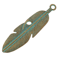 Zinklegering Leaf Hangers, Zinc Alloy, Blad, verguld kopergroen, nikkel, lood en cadmium vrij, 15x58x1mm, Gat:Ca 3mm, 250pC's/Lot, Verkocht door Lot