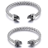 Roestvrij staal Manchet Bangle, verstelbaar & verschillende stijlen voor de keuze & voor de mens & zwart maken, 15mm, Binnendiameter:Ca 65mm, Verkocht door PC