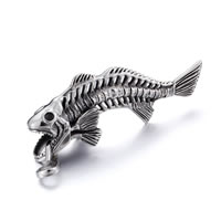 Rustfrit stål Animal Pendler, Stainless Steel, Fish Bone, for mennesket & sværte, 80x15mm, Hole:Ca. 3-5mm, Solgt af PC