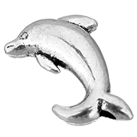 Zink Alloy Animal Pärlor, Dolphin, silver pläterad, nickel, bly och kadmium gratis, 9x13x5mm, Hål:Ca 1mm, 1000PC/Lot, Säljs av Lot