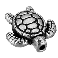 Zink legering Animalsk Perler, Zinc Alloy, Turtle, antik sølv farve forgyldt, nikkel, bly & cadmium fri, 12x13.50x4mm, Hole:Ca. 1mm, 1000pc'er/Lot, Solgt af Lot