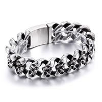 Men Bracelet Stainless Steel Skull twist oval chain & for man & blacken 19mm Sold Per Approx 8.2 Inch Strand