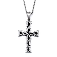 Nerūdijančio plieno Cross Pakabukai, Nerūdijantis plienas, Kirsti, žmogui & juodinti, 59x39mm, Skylė:Apytiksliai 3-5mm, Pardavė PC