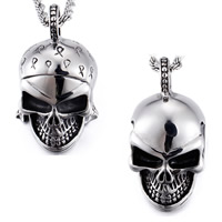 Roestvrij staal Skull Hangers, Schedel, uniseks & Halloween Jewelry Gift & verschillende stijlen voor de keuze & zwart maken, 42x22mm, Gat:Ca 3-5mm, Verkocht door PC