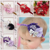 Accessoire cheveux enfants, corde métallique, avec Etamine & Sequin en plastique & ruban de satin & perle de plastique & alliage de zinc, couronne, Placage, élastique & pour les enfants & avec strass, plus de couleurs à choisir, Vendu par Environ 14 pouce brin