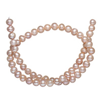 Brambor pěstované sladkovodní perle, Sladkovodní Pearl, přírodní, nachový, 7-8mm, Otvor:Cca 0.8mm, Prodáno za Cca 15 inch Strand