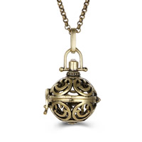 Brass Pregnant Ball Locket Sweater Necklace Round plated rolo chain & for woman & hollow lead & cadmium free 800mm Sold Per Approx 31 Inch Strand