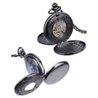 Fashion Pocket Watch, Cink ötvözet, -val Üveg, Lapos kerek, galvanizált, egynemű, több színt a választás, nikkel, ólom és kadmium mentes, 48x15mm, 4mm, Hossz Kb 14.1 inch, Által értékesített PC