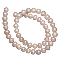 Perles nacres pommes de terre de culture d'eau douce, perle d'eau douce cultivée, pomme de terre, naturel, rose, 8-9mm, Trou:Environ 0.8mm, Vendu par Environ 15 pouce brin