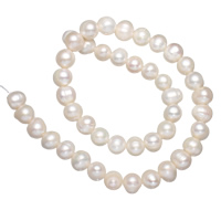 Perlas Patata Freshwater, Perlas cultivadas de agua dulce, natural, Blanco, 9-10mm, agujero:aproximado 0.8mm, Vendido para aproximado 15 Inch Sarta