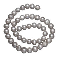 Perles nacres pommes de terre de culture d'eau douce, perle d'eau douce cultivée, pomme de terre, gris, 8-9mm, Trou:Environ 0.8mm, Vendu par Environ 15 pouce brin