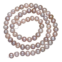 Brambor pěstované sladkovodní perle, Sladkovodní Pearl, přírodní, nachový, 6-7mm, Otvor:Cca 0.8mm, Prodáno za Cca 15 inch Strand