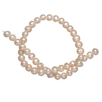 Brambor pěstované sladkovodní perle, Sladkovodní Pearl, přírodní, růžový, 8-9mm, Otvor:Cca 0.8mm, Prodáno za Cca 15 inch Strand