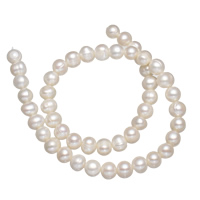 Ronde Gekweekte Zoetwater Parel kralen, natuurlijk, wit, Grade A, 8-9mm, Gat:Ca 0.8mm, Per verkocht 14 inch Strand