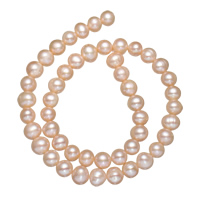 Brambor pěstované sladkovodní perle, Sladkovodní Pearl, přírodní, růžový, 8-9mm, Otvor:Cca 0.8mm, Prodáno za Cca 15 inch Strand