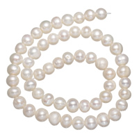 Krumpir Kulturan Slatkovodni Pearl perle, prirodan, bijel, 7-8mm, Rupa:Približno 0.8mm, Prodano Per Približno 14 inčni Strand