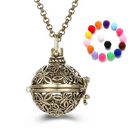 Bola boule pendentif, laiton, avec Éponge, Rond, Placage, Diffusion de l’huile essentielle & creux, plus de couleurs à choisir, sans plomb et cadmium, 20-30mm, Trou:Environ 2-4mm, Vendu par PC