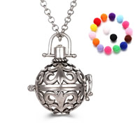 Bola boule pendentif, laiton, avec Éponge, Rond, Placage, Diffusion de l’huile essentielle & creux, plus de couleurs à choisir, sans plomb et cadmium, 20-30mm, Trou:Environ 2-4mm, Vendu par PC