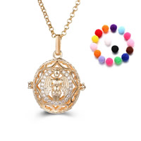 Bola boule pendentif, laiton, avec Éponge, ange, Placage, Diffusion de l’huile essentielle & creux, plus de couleurs à choisir, sans plomb et cadmium, 20-30mm, Trou:Environ 2-4mm, Vendu par PC