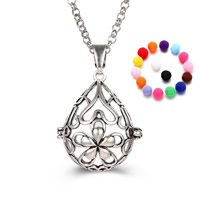 Bola boule pendentif, laiton, avec Éponge, larme, Placage, Diffusion de l’huile essentielle & creux, plus de couleurs à choisir, sans plomb et cadmium, 20-30mm, Trou:Environ 2-4mm, Vendu par PC