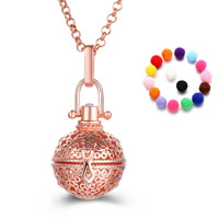 Bola boule pendentif, laiton, avec Éponge, Rond, Placage, Diffusion de l’huile essentielle & creux, plus de couleurs à choisir, sans plomb et cadmium, 20-30mm, Trou:Environ 2-4mm, Vendu par PC