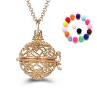 Bola boule pendentif, laiton, avec Éponge, Rond, Placage, Diffusion de l’huile essentielle & creux, plus de couleurs à choisir, sans plomb et cadmium, 20-30mm, Vendu par PC