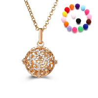 Bola boule pendentif, laiton, avec Éponge, Rond, Placage, Diffusion de l’huile essentielle & avec strass & creux, plus de couleurs à choisir, sans plomb et cadmium, 20-30mm, Vendu par PC