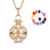 Bola boule pendentif, laiton, avec Éponge, Rond, Placage, Diffusion de l’huile essentielle & creux, plus de couleurs à choisir, sans plomb et cadmium, 20-30mm, Vendu par PC