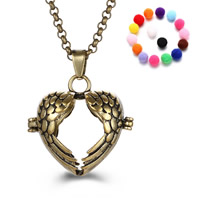 Bola boule pendentif, laiton, avec Éponge, coeur, Placage, Diffusion de l’huile essentielle & creux, plus de couleurs à choisir, sans plomb et cadmium, 20-30mm, Vendu par PC