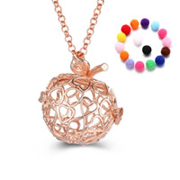 Bola boule pendentif, laiton, avec Éponge, pomme, Placage, Diffusion de l’huile essentielle & creux, plus de couleurs à choisir, sans plomb et cadmium, 20-30mm, Vendu par PC