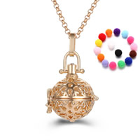 Bola boule pendentif, laiton, avec Éponge, Placage, Diffusion de l’huile essentielle & creux, plus de couleurs à choisir, sans plomb et cadmium, 20-30mm, Vendu par PC