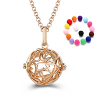 Bola boule pendentif, laiton, avec Éponge, Rond, Placage, Diffusion de l’huile essentielle & creux, plus de couleurs à choisir, sans plomb et cadmium, 20-30mm, Vendu par PC